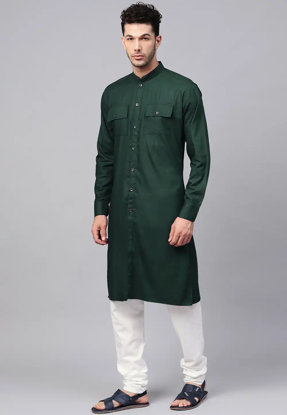 Green Cotton Kurta Pajama 236444