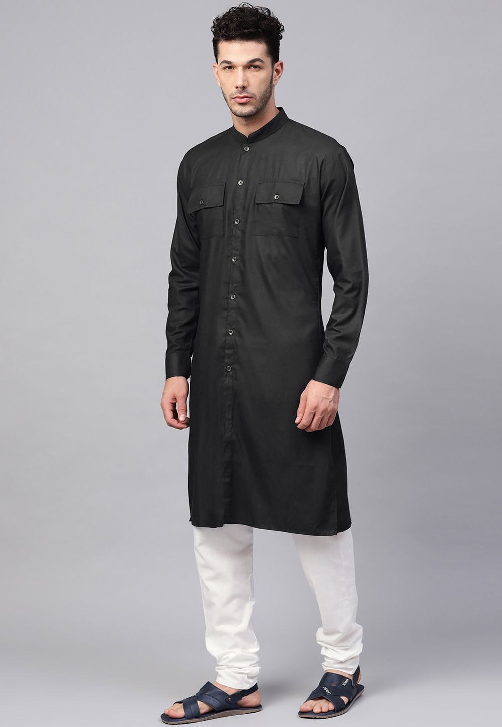 Black Cotton Kurta Pajama 236445