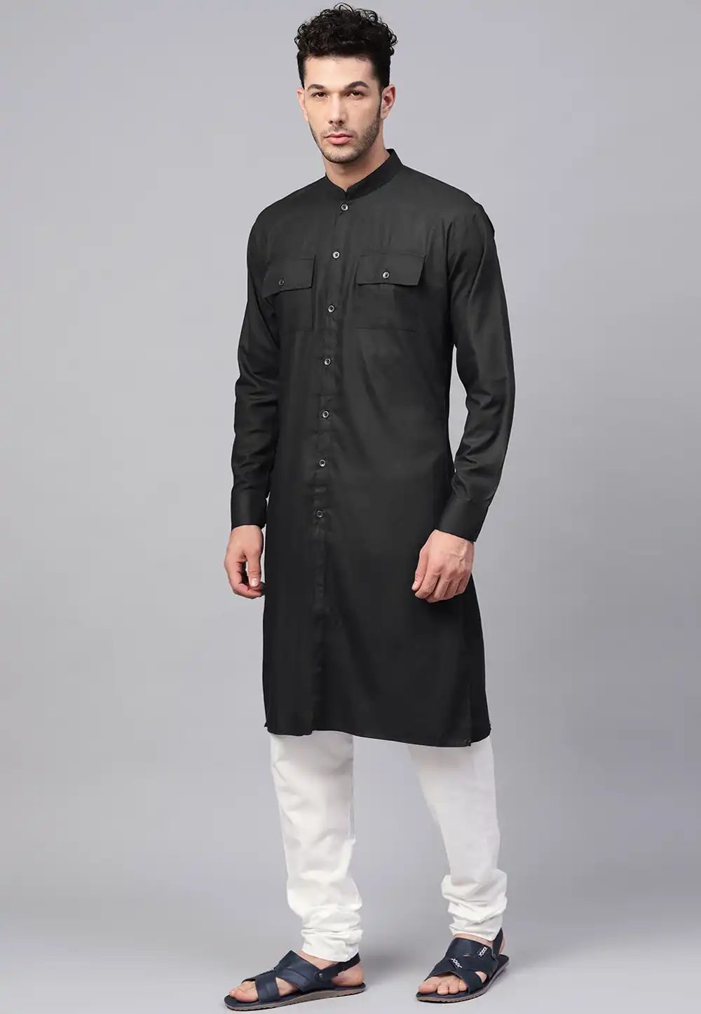 Black Cotton Kurta Pajama 236445