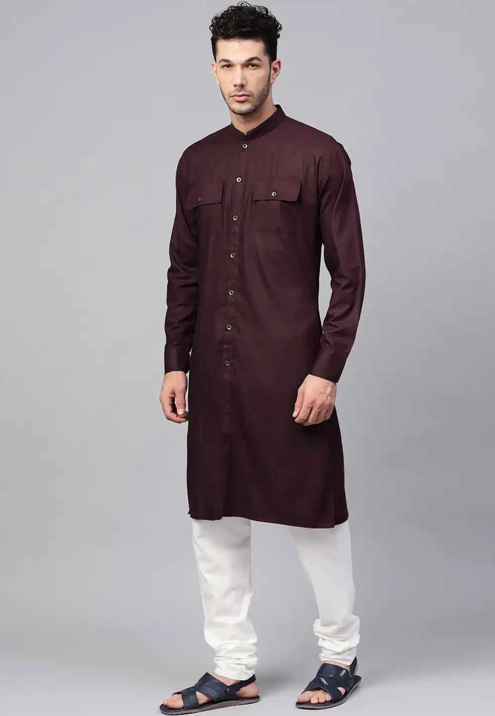 Maroon Cotton Kurta Pajama 236446