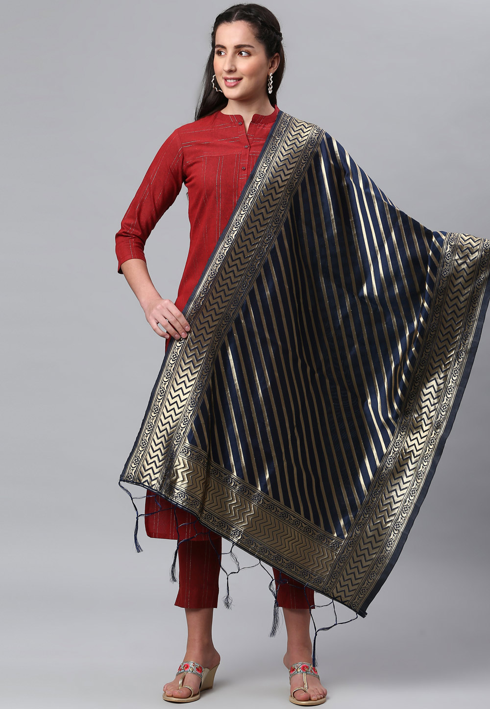 Blue Banarasi Silk Dupatta 235851