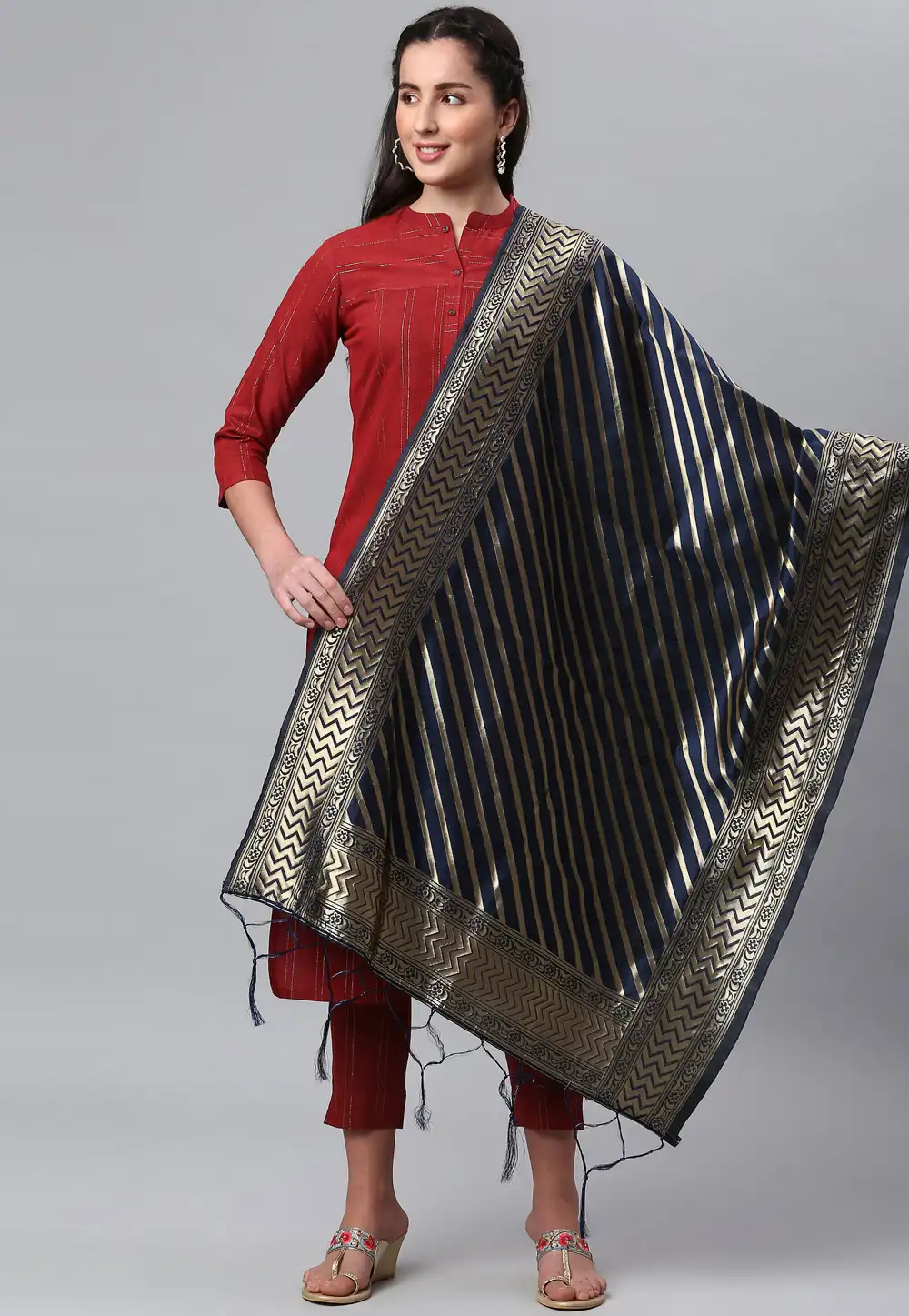 Blue Banarasi Silk Dupatta 235851