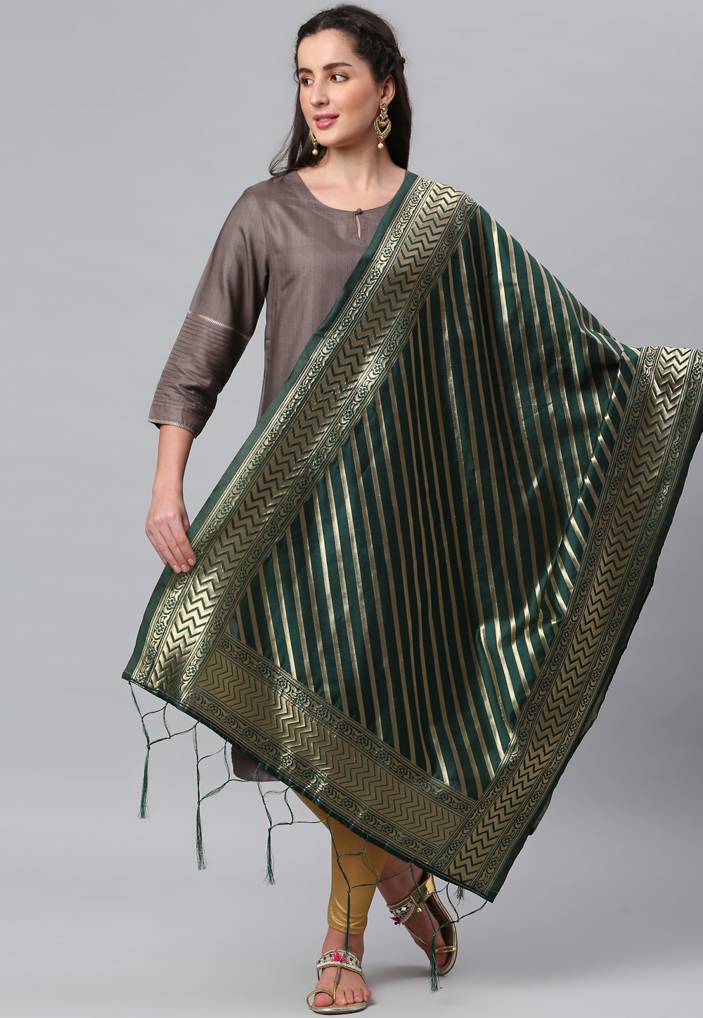 Green Banarasi Silk Dupatta 235852