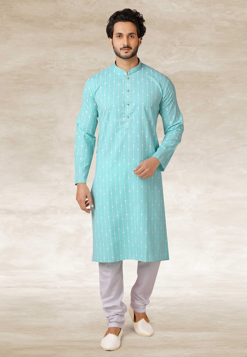 Sky Blue Cotton Kurta Pajama 240116