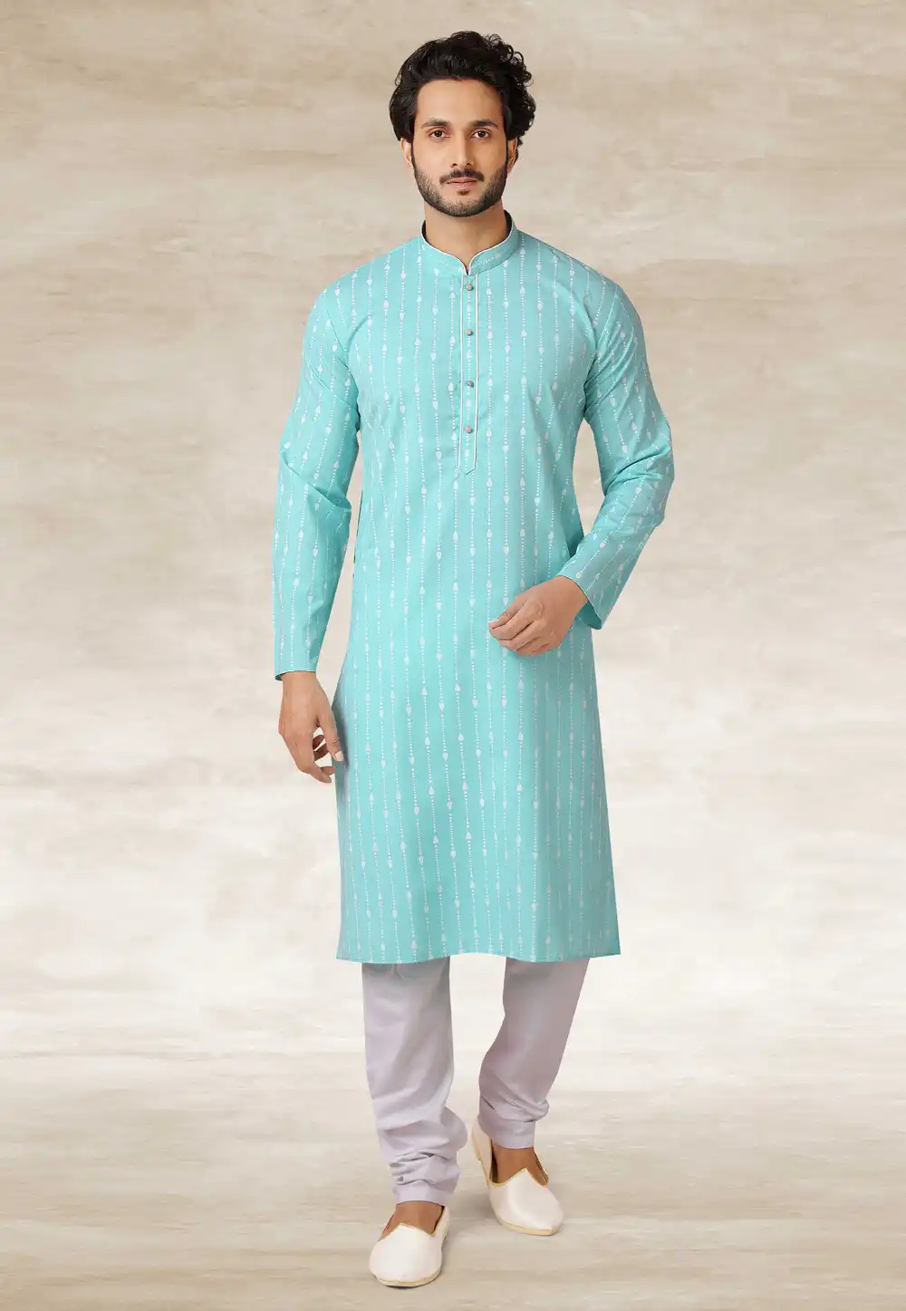 Sky Blue Cotton Kurta Pajama 240116