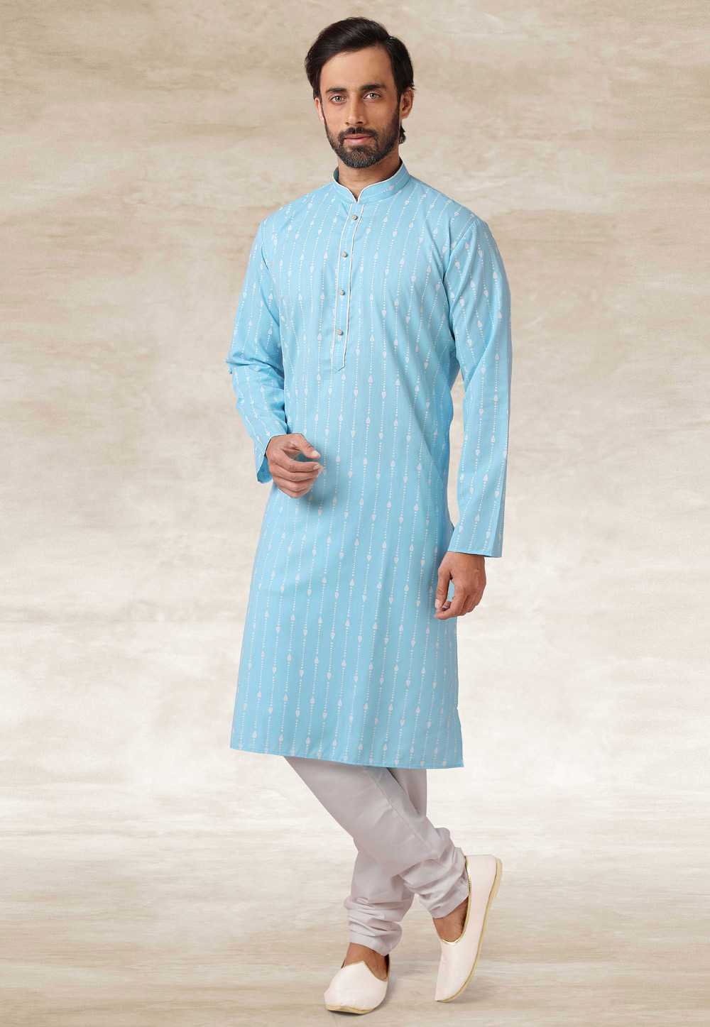Sky Blue Cotton Kurta Pajama 240118