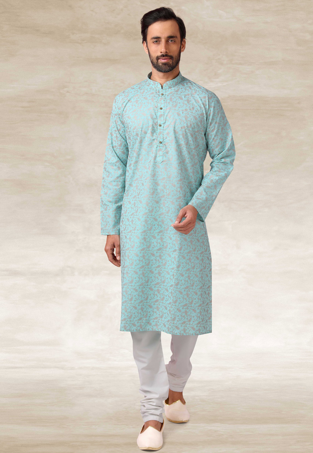 Sky Blue Cotton Kurta Pajama 240122