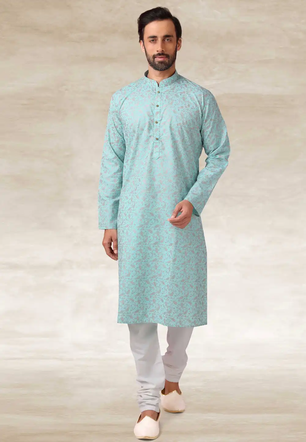 Sky Blue Cotton Kurta Pajama 240122