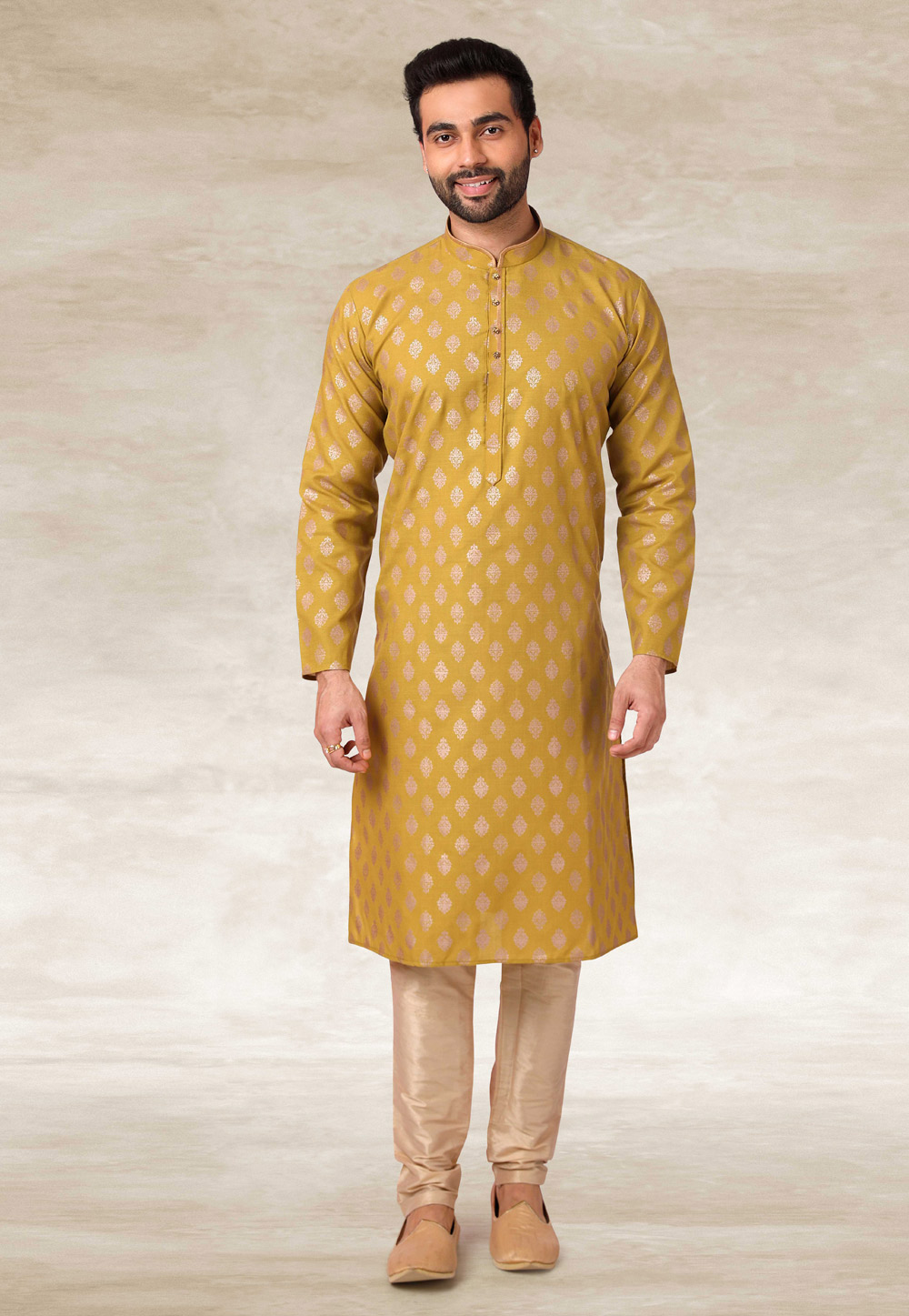 Mustard Cotton Kurta Pajama 240125