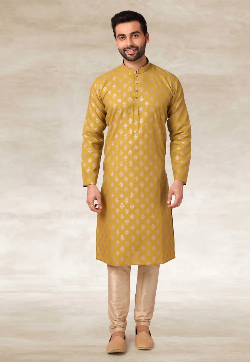 Mustard Cotton Kurta Pajama 240125