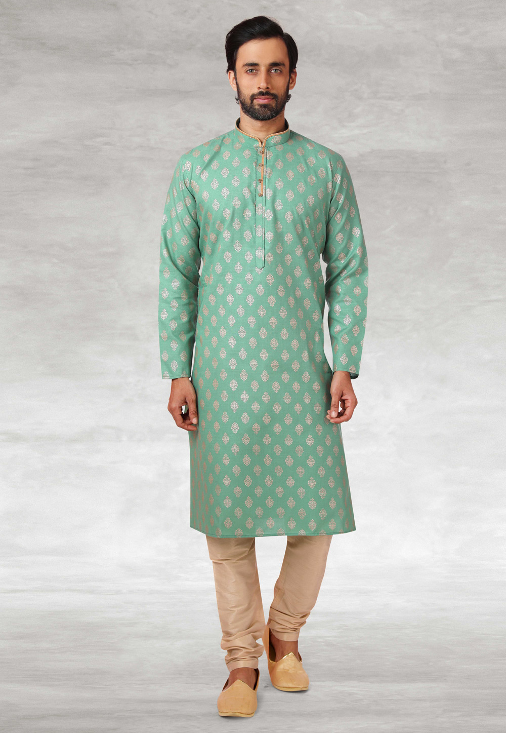 Sea Green Cotton Kurta Pajama 240126