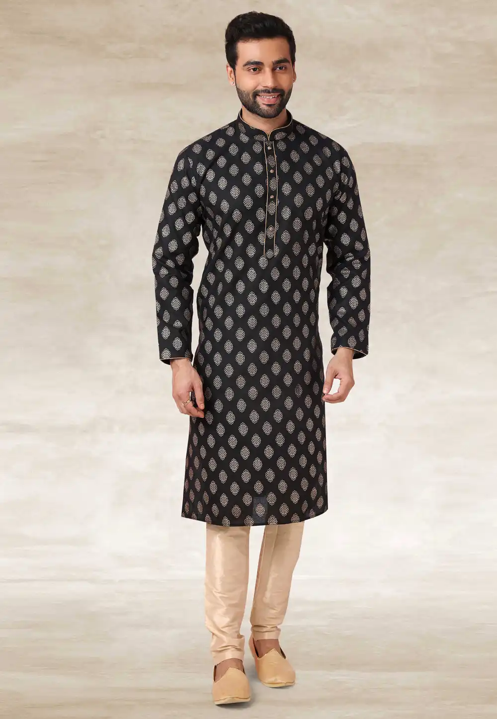 Black Cotton Kurta Pajama 240130