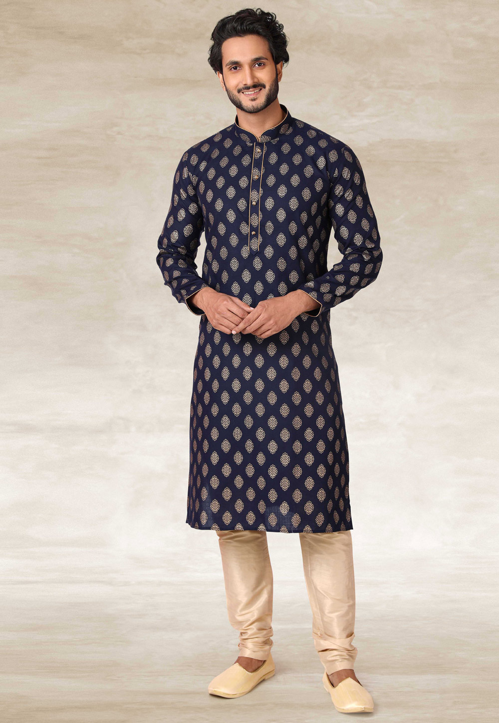 Navy Blue Cotton Kurta Pajama 240132