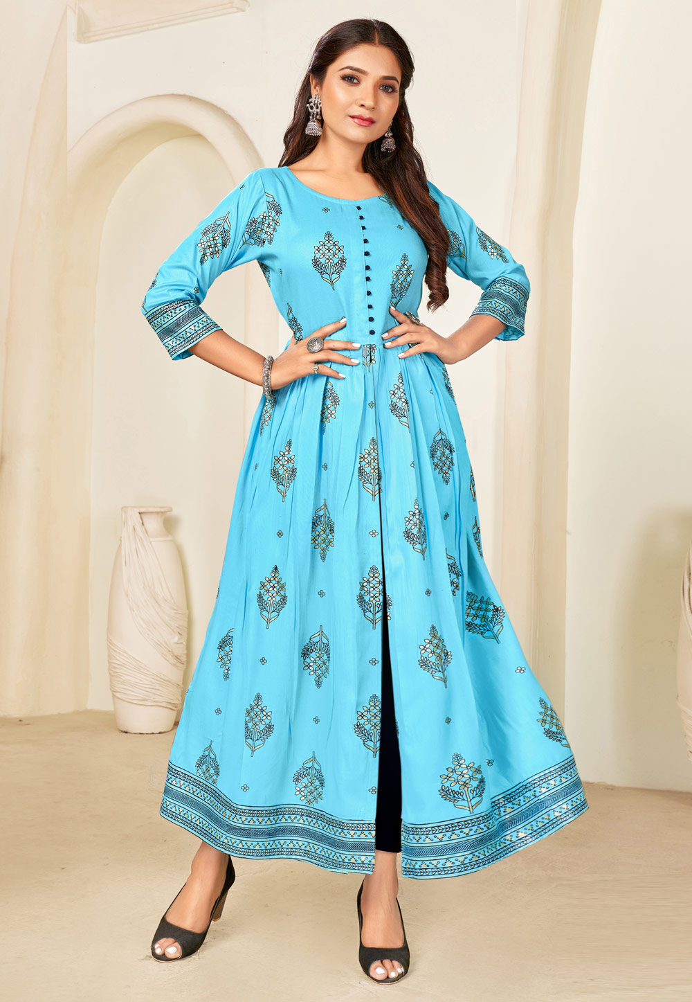 Aqua Rayon Gown 244049