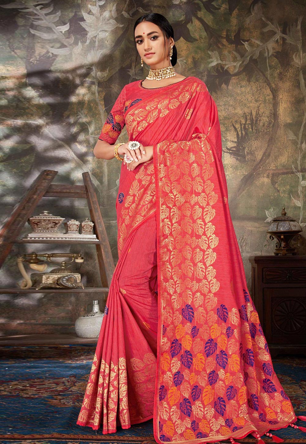 Pink Linen Festival Wear Saree 197344
