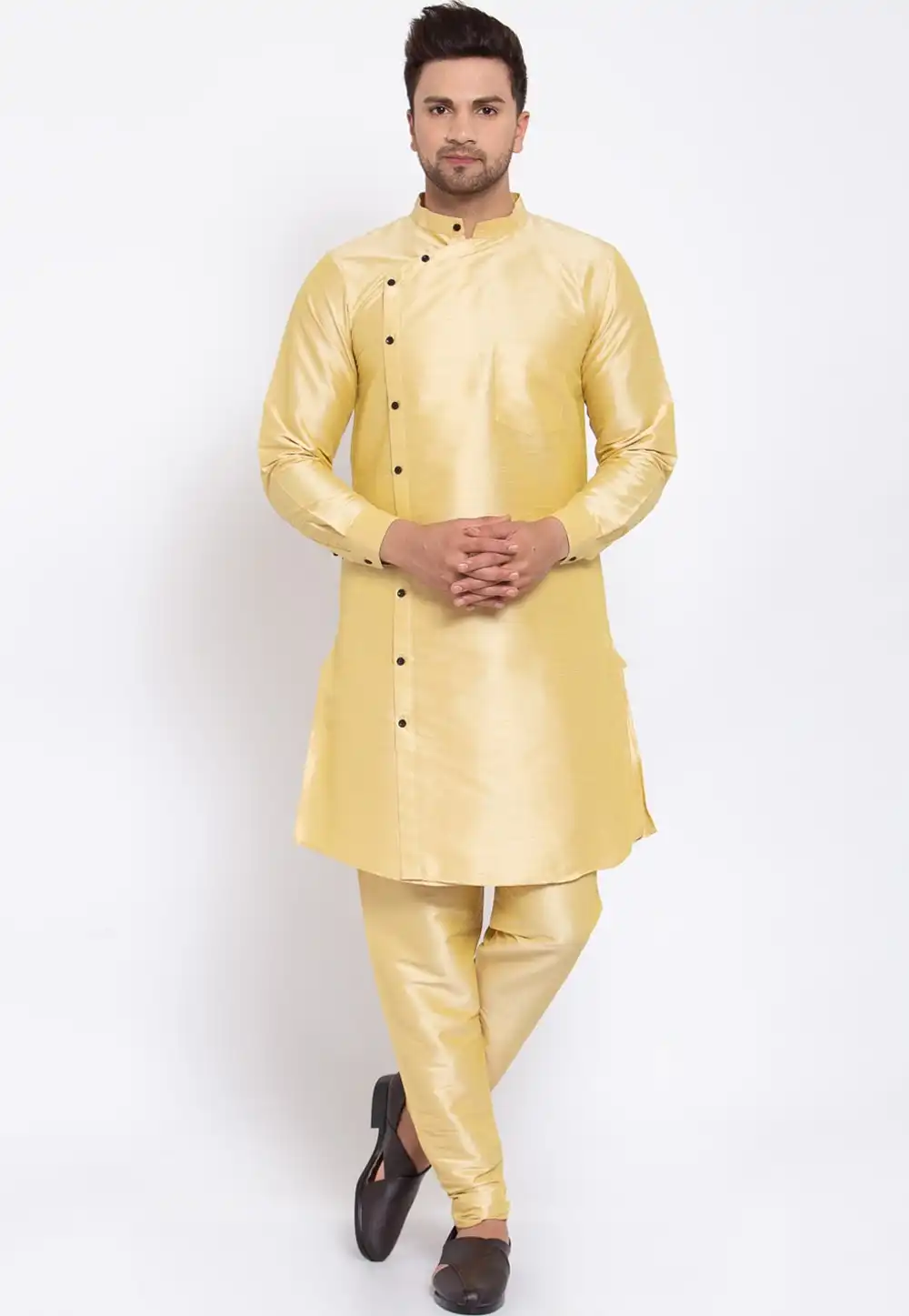 Golden Dupion Silk Kurta Pajama 240871