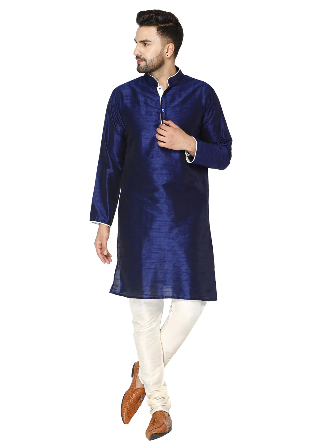 Blue Dupion Silk Kurta Pajama 240882