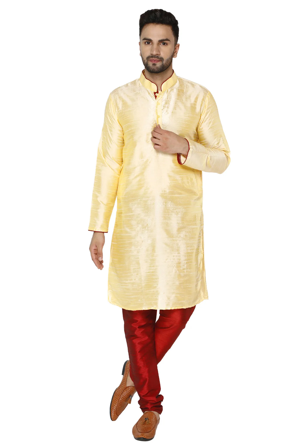 Beige Dupion Silk Kurta Pajama 240884