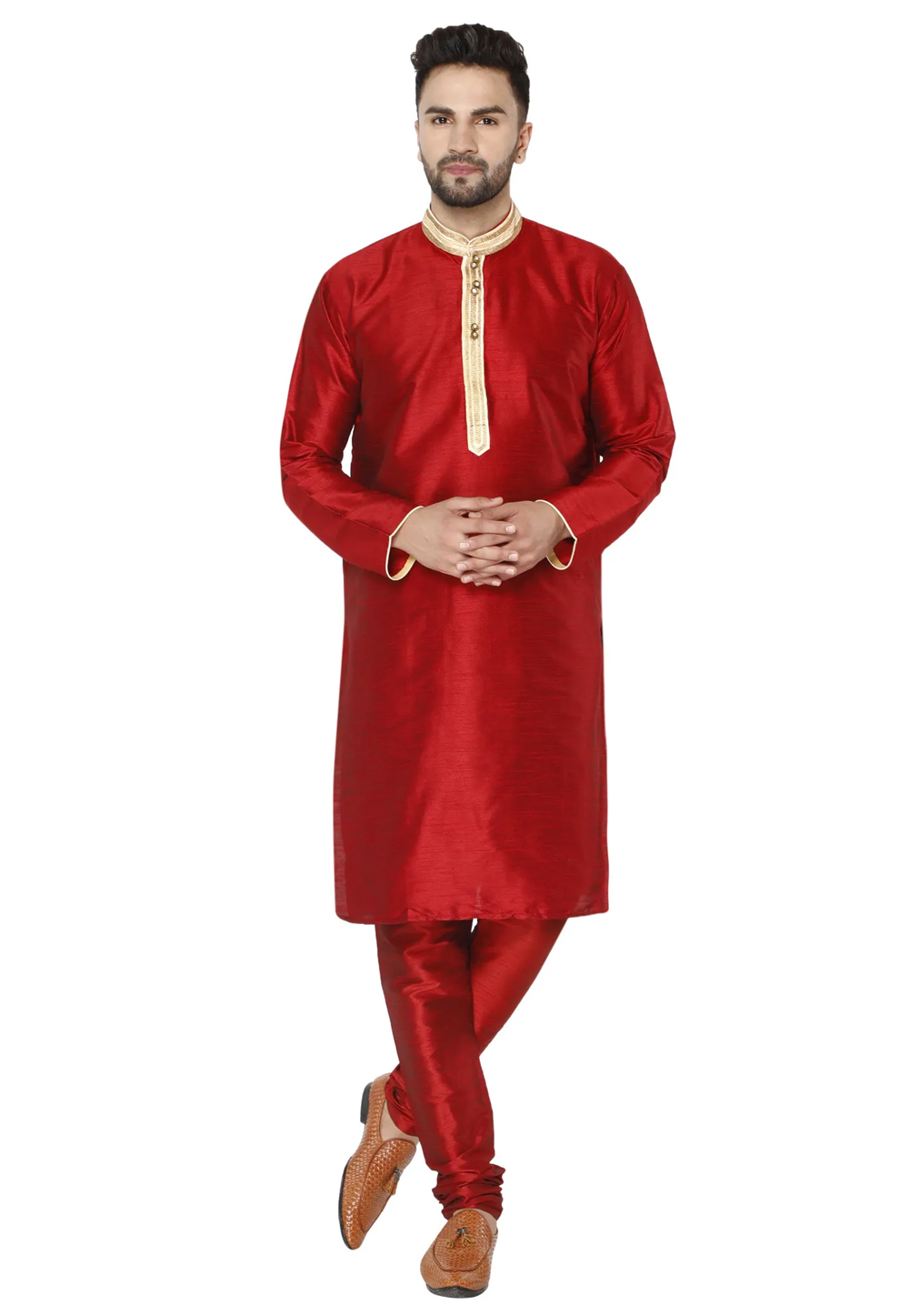 Maroon Dupion Silk Kurta Pajama 240885