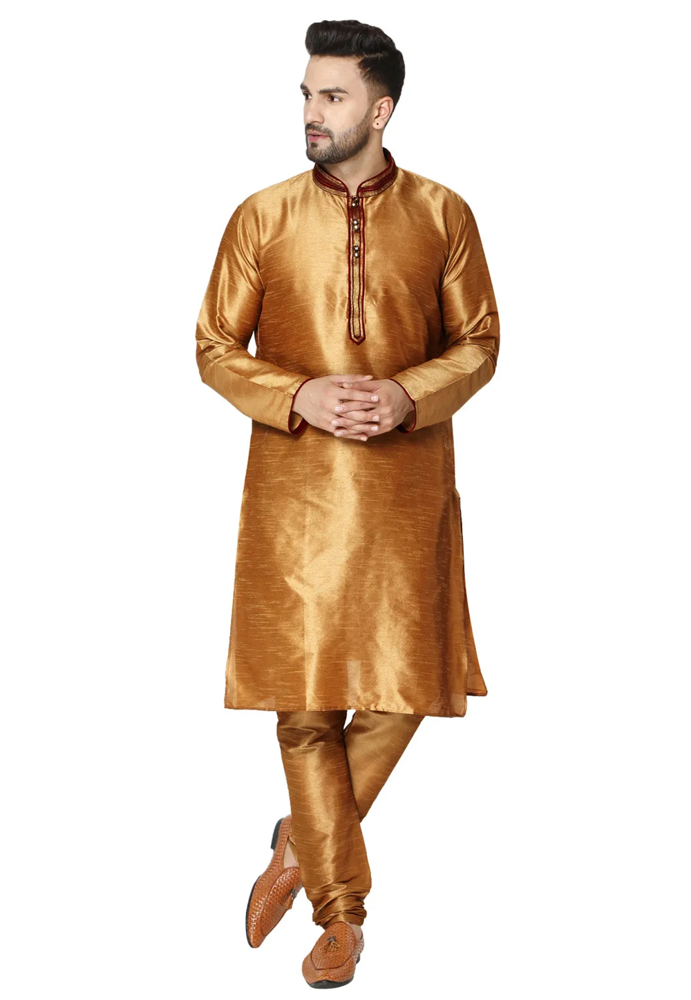 Brown Dupion Silk Kurta Pajama 240887