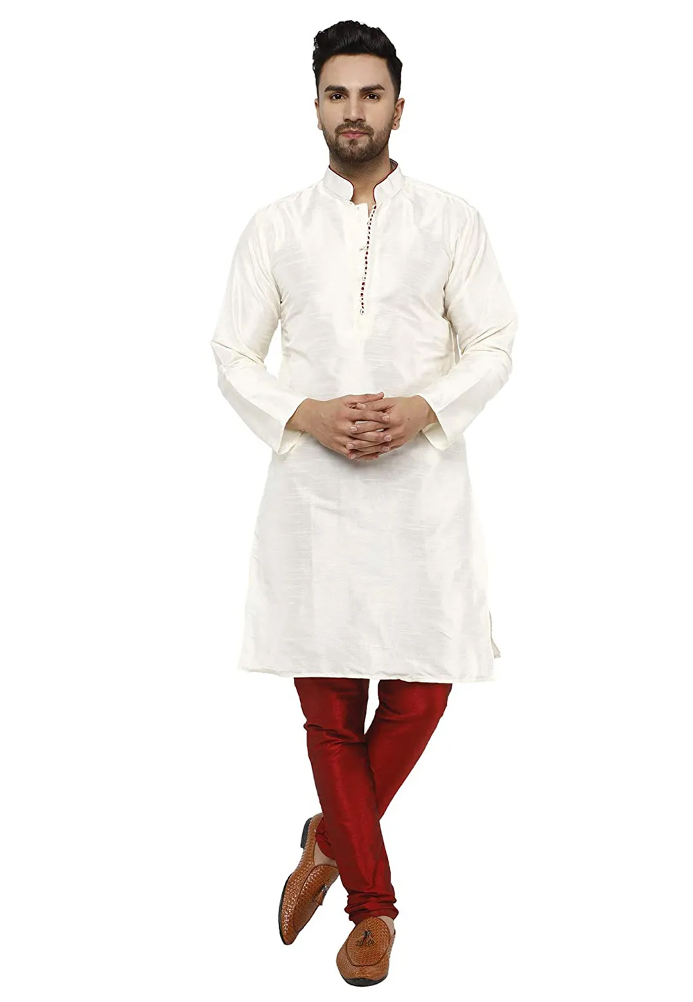 Off White Dupion Silk Kurta Pajama 240892