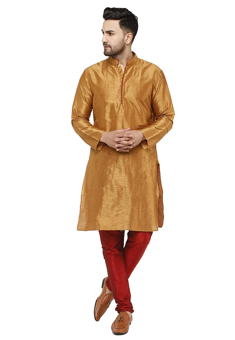Brown Dupion Silk Kurta Pajama 240893