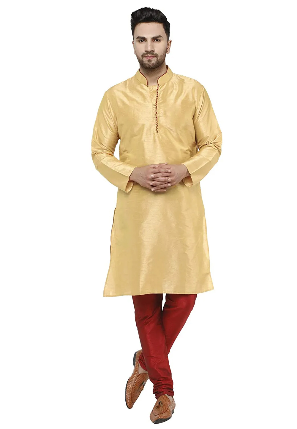 Beige Dupion Silk Kurta Pajama 240895