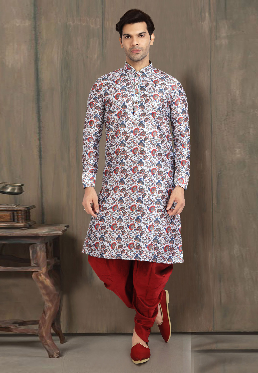 Off White Banarasi Silk Dhoti Kurta 241102