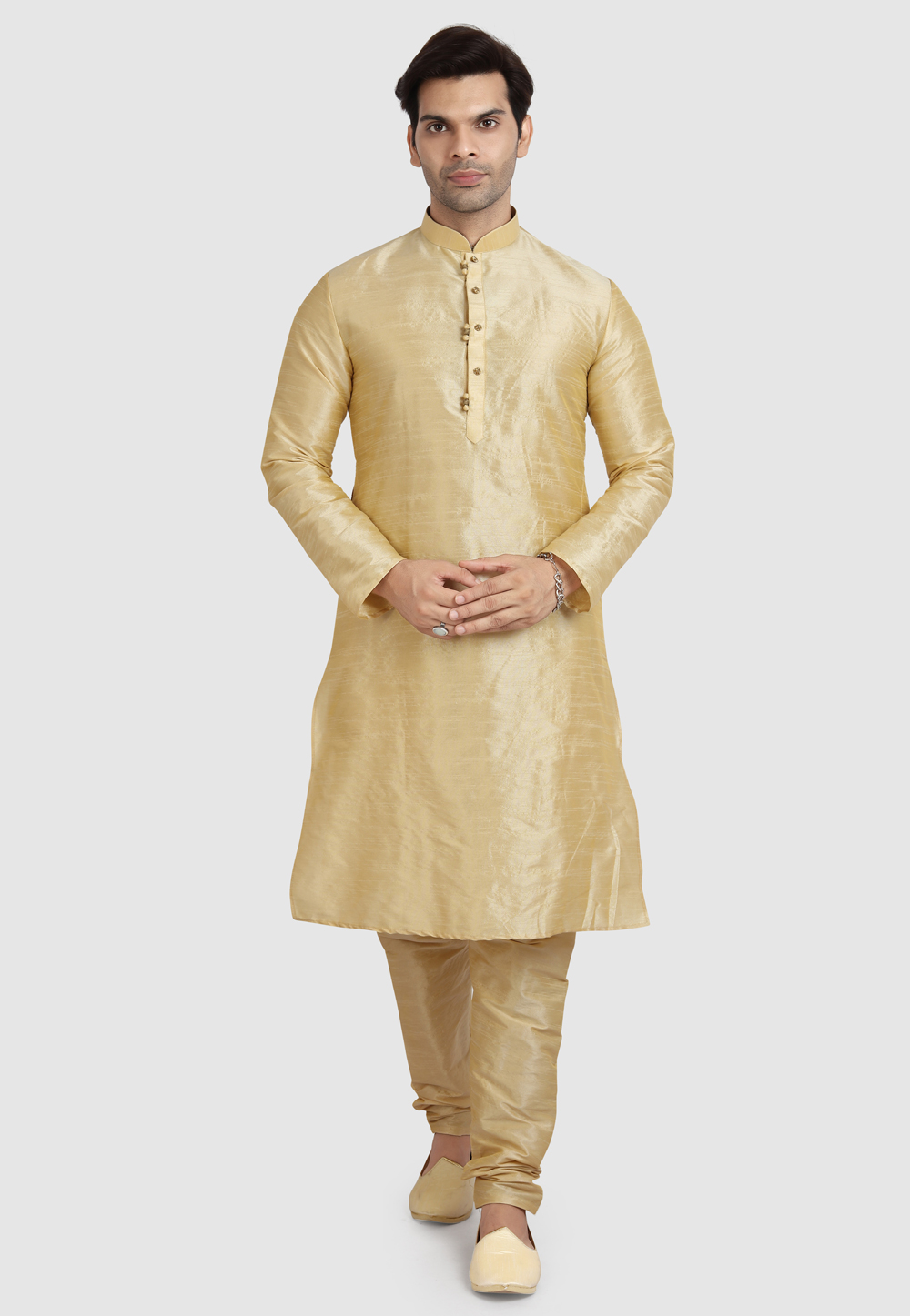 Golden Art Silk Kurta Pajama 247211
