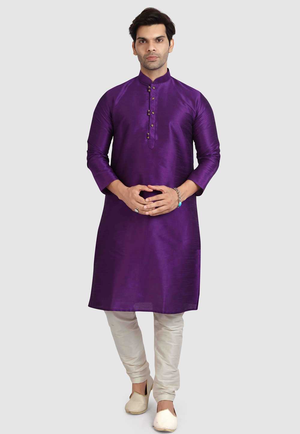 Violet Art Silk Kurta Pajama 247213