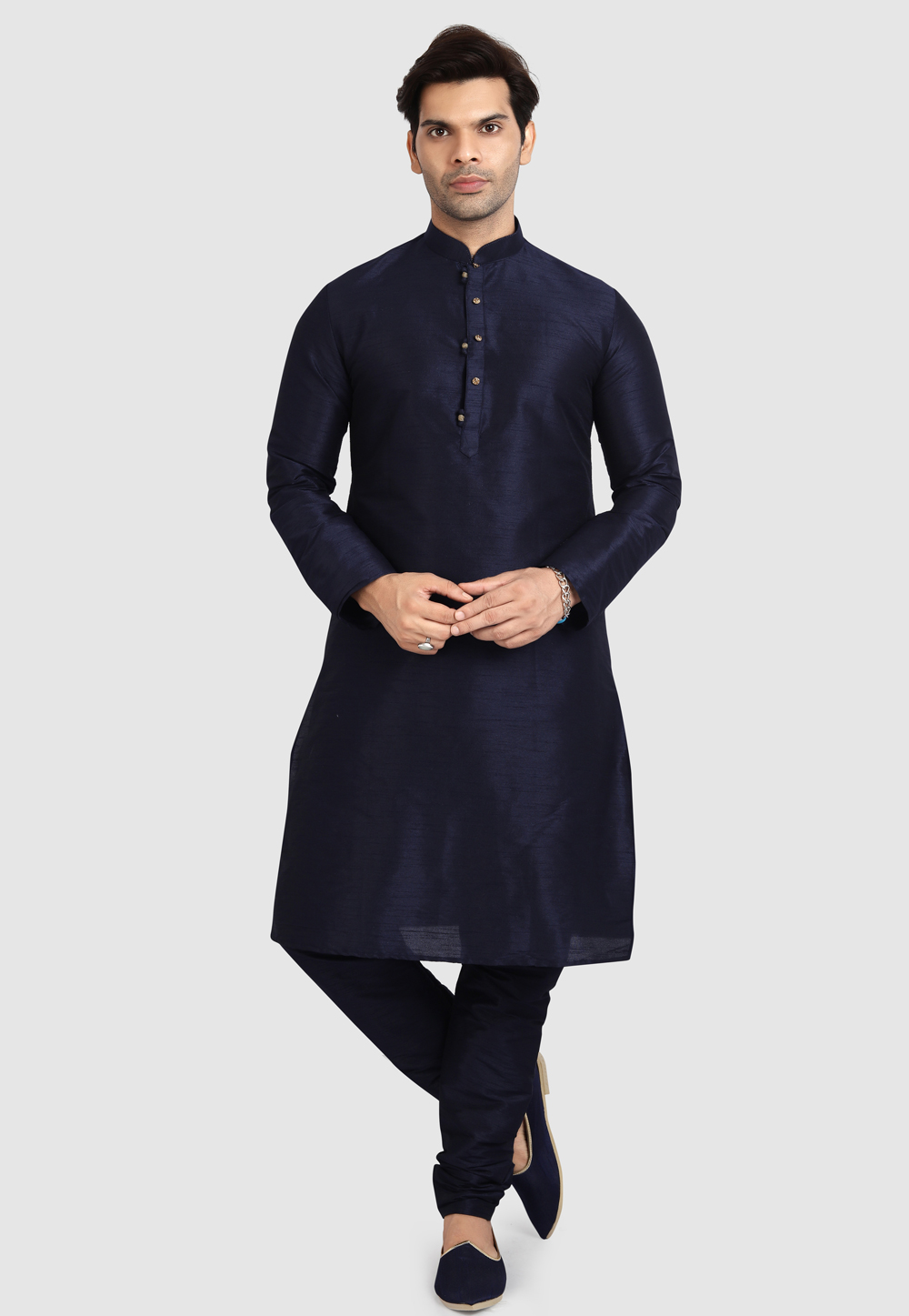 Navy Blue Art Silk Kurta Pajama 247217