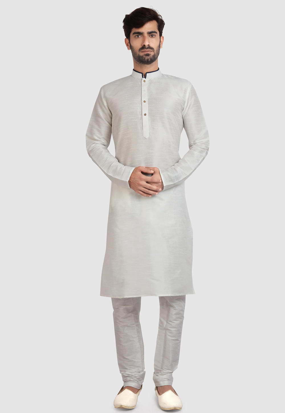 White Art Silk Kurta Pajama 247219