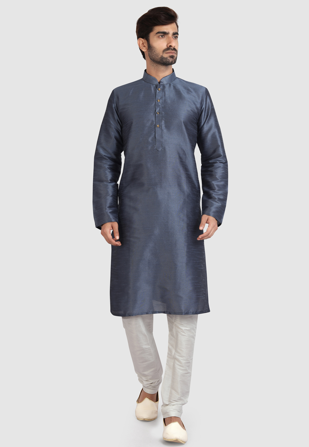 Grey Art Silk Kurta Pajama 247227