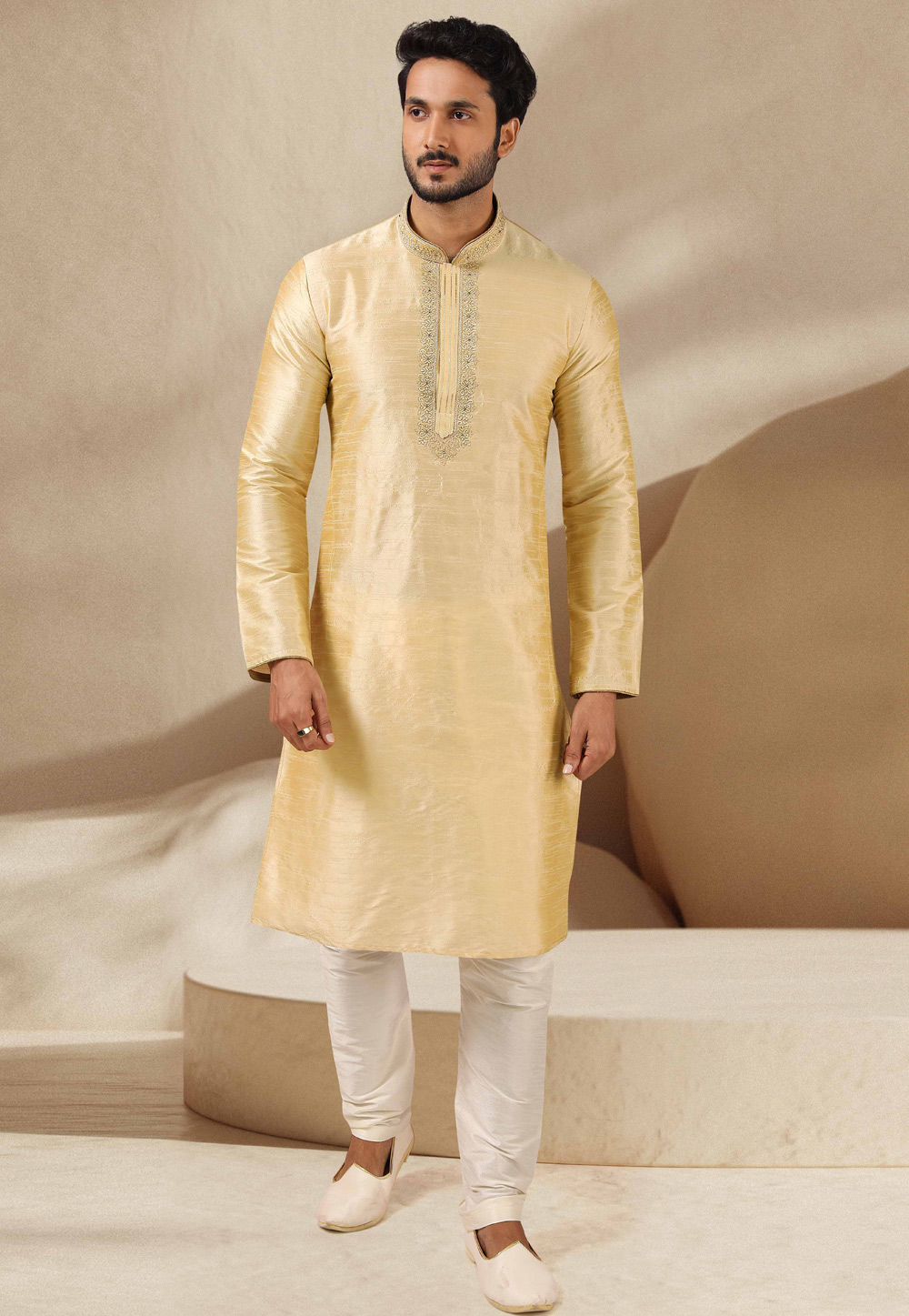 Beige Banarasi Kurta Pajama 244727