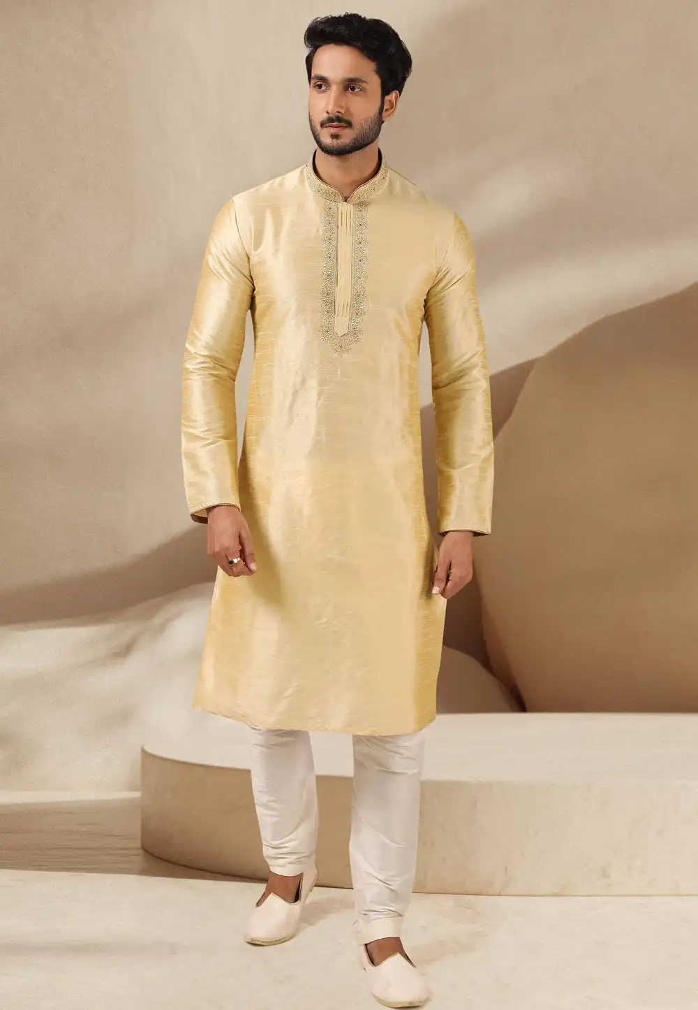 Beige Banarasi Kurta Pajama 244727
