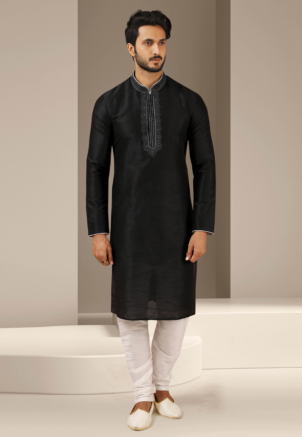 Black Banarasi Kurta Pajama 244729