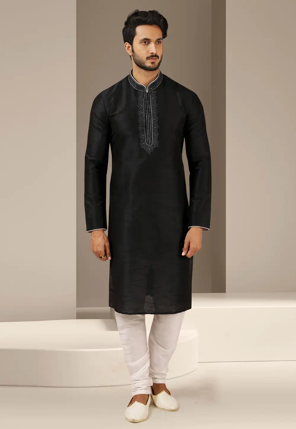 Black Banarasi Kurta Pajama 244729