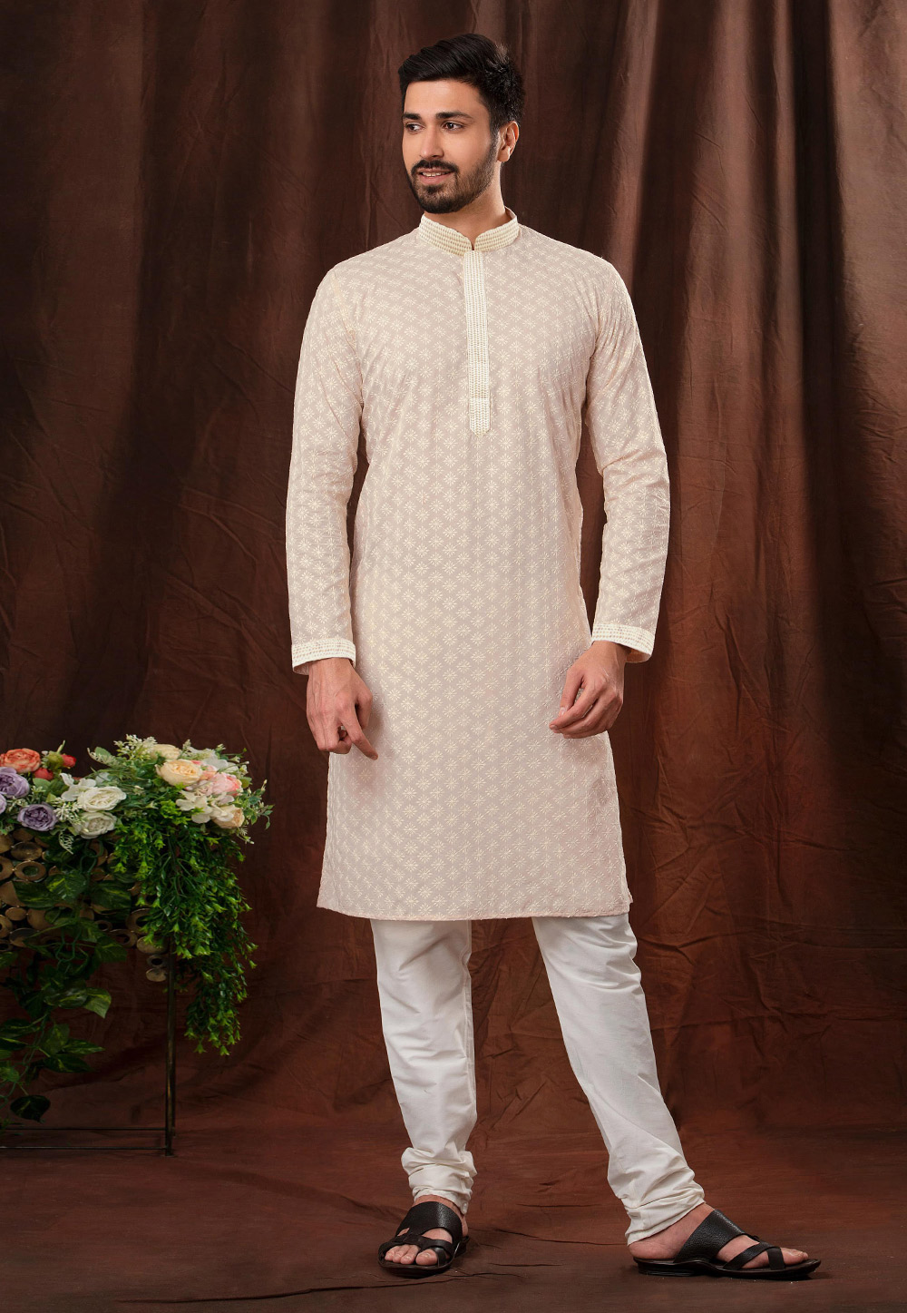 Cream Cotton Kurta Pajama 247465