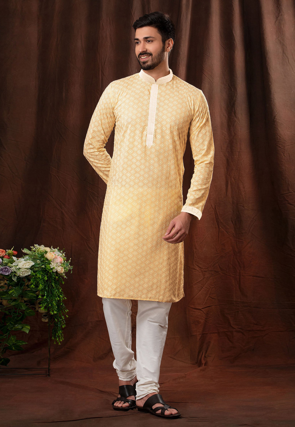 Yellow Cotton Kurta Pajama 247470