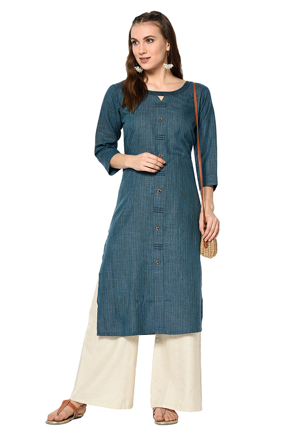 Blue Cotton Readymade Tunic 208077