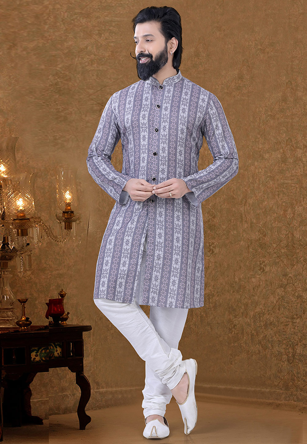Grey Cotton Kurta Pajama 248979