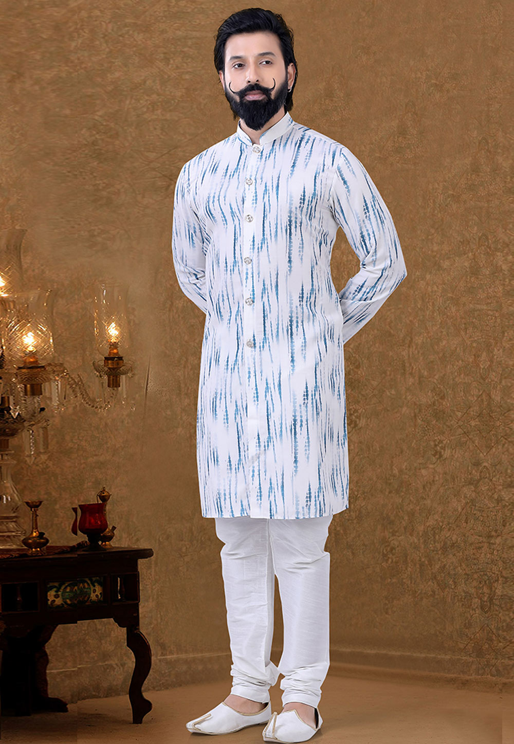 Off White Cotton Kurta Pajama 248981