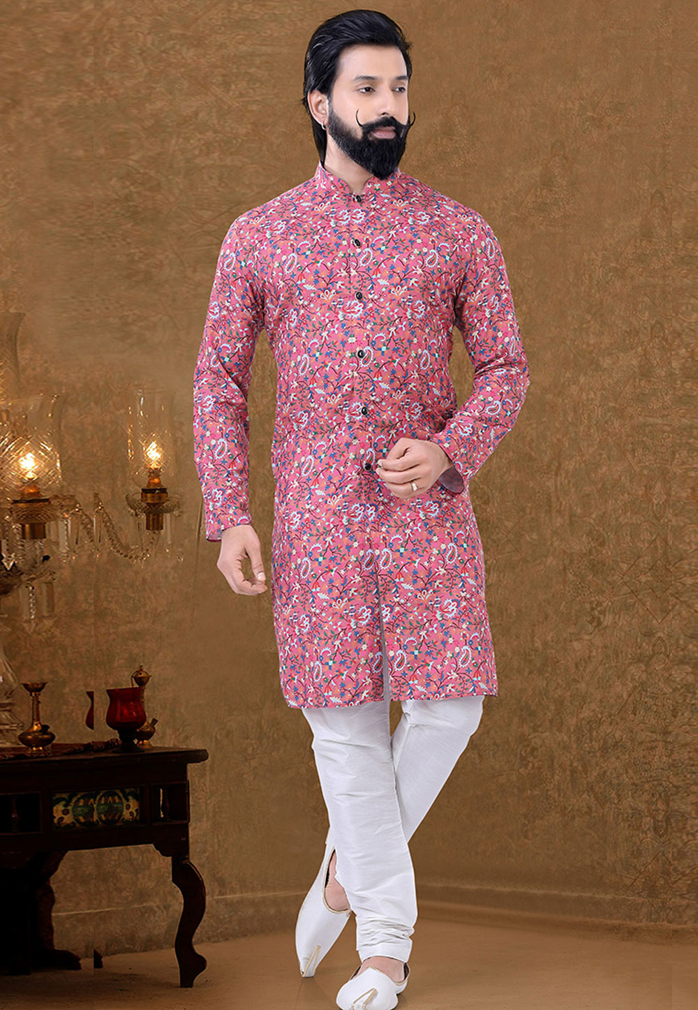 Pink Cotton Kurta Pajama 248982