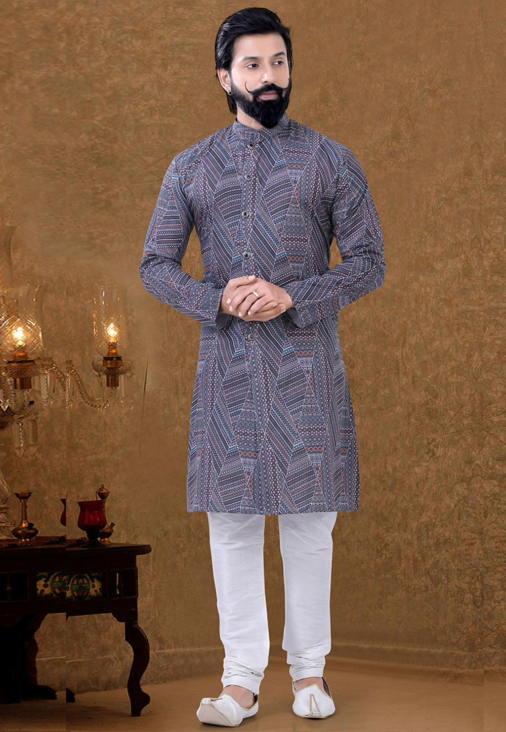 Grey Cotton Kurta Pajama 248986
