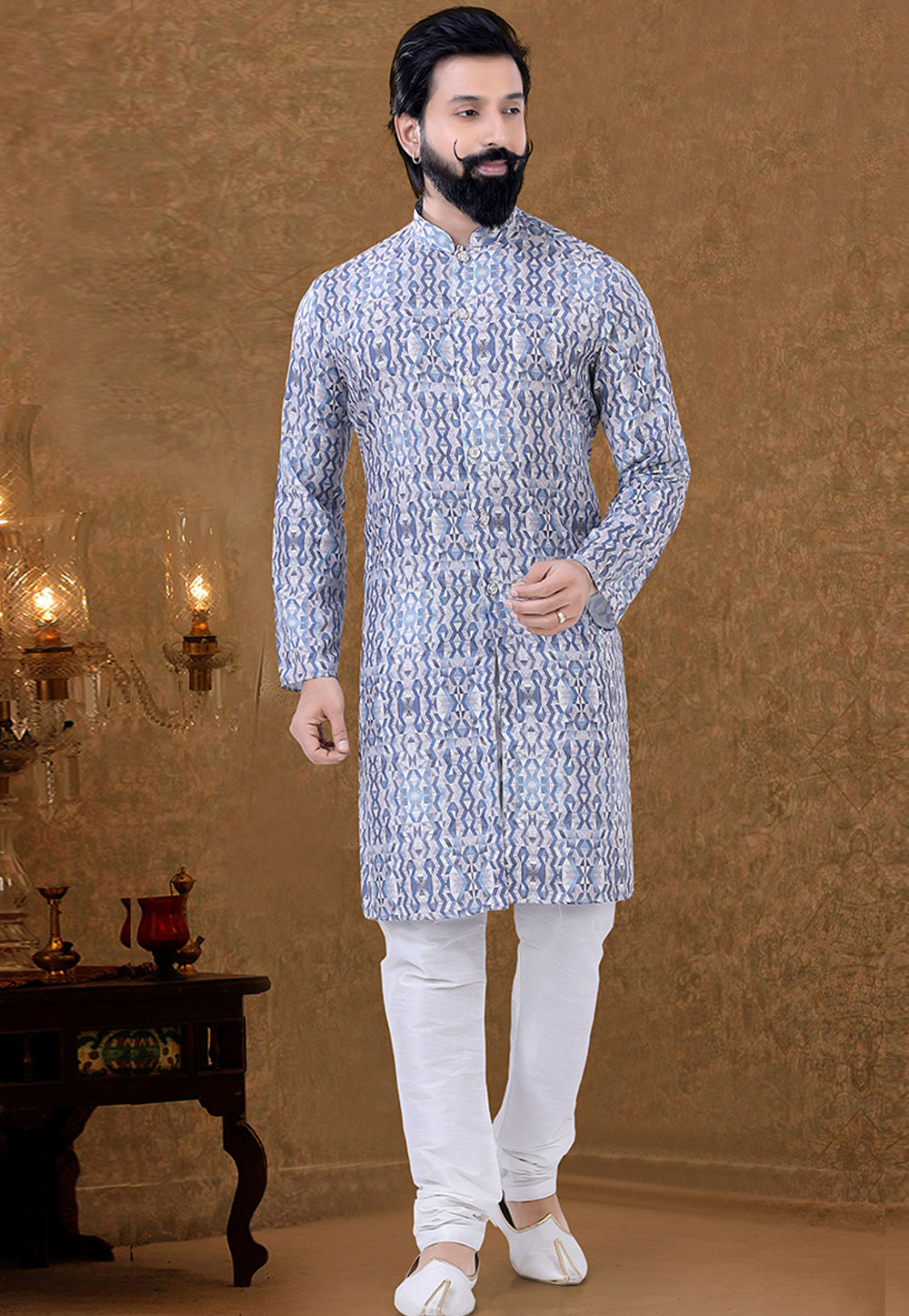 Light Blue Cotton Kurta Pajama 248987