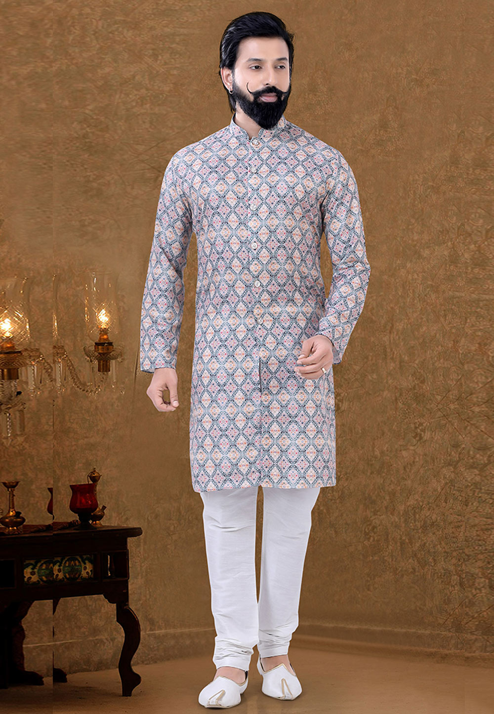 Off White Cotton Kurta Pajama 248988