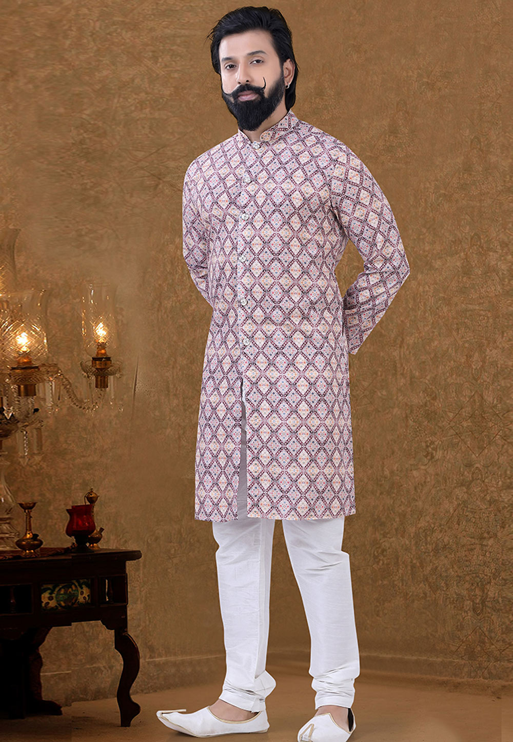 Off White Cotton Kurta Pajama 248989