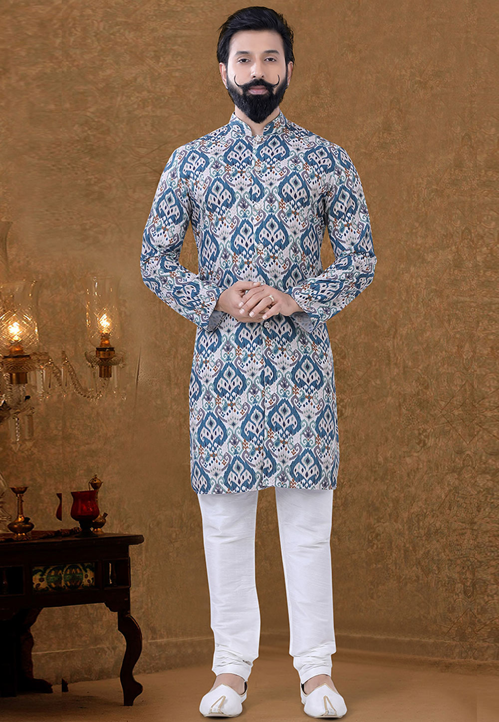Teal Cotton Kurta Pajama 248990