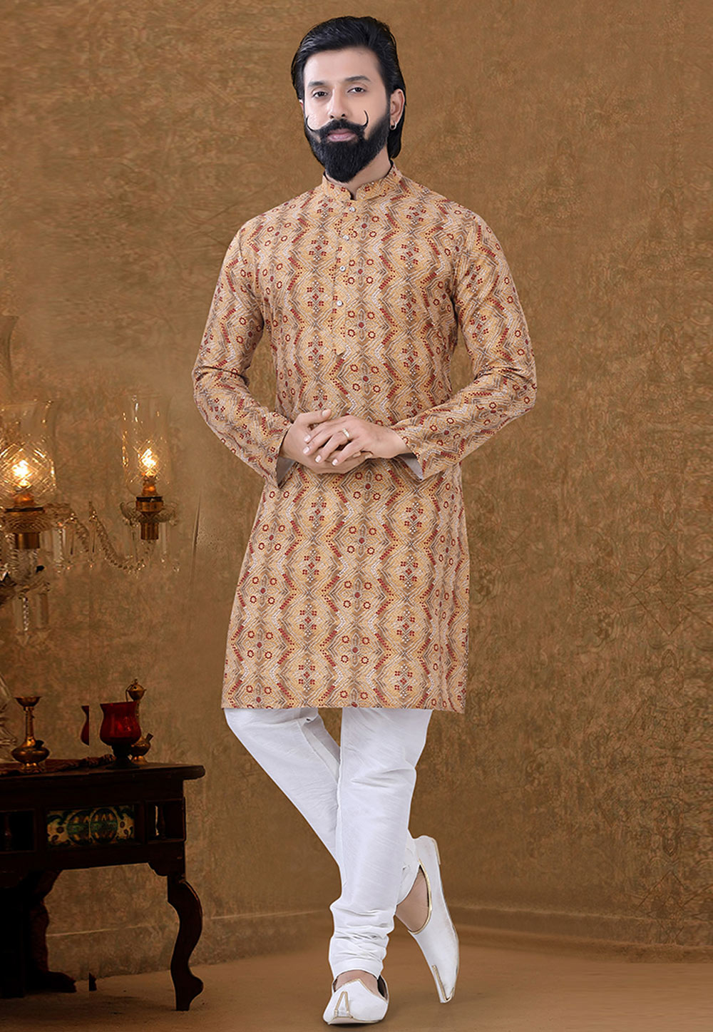 Beige Cotton Kurta Pajama 248994