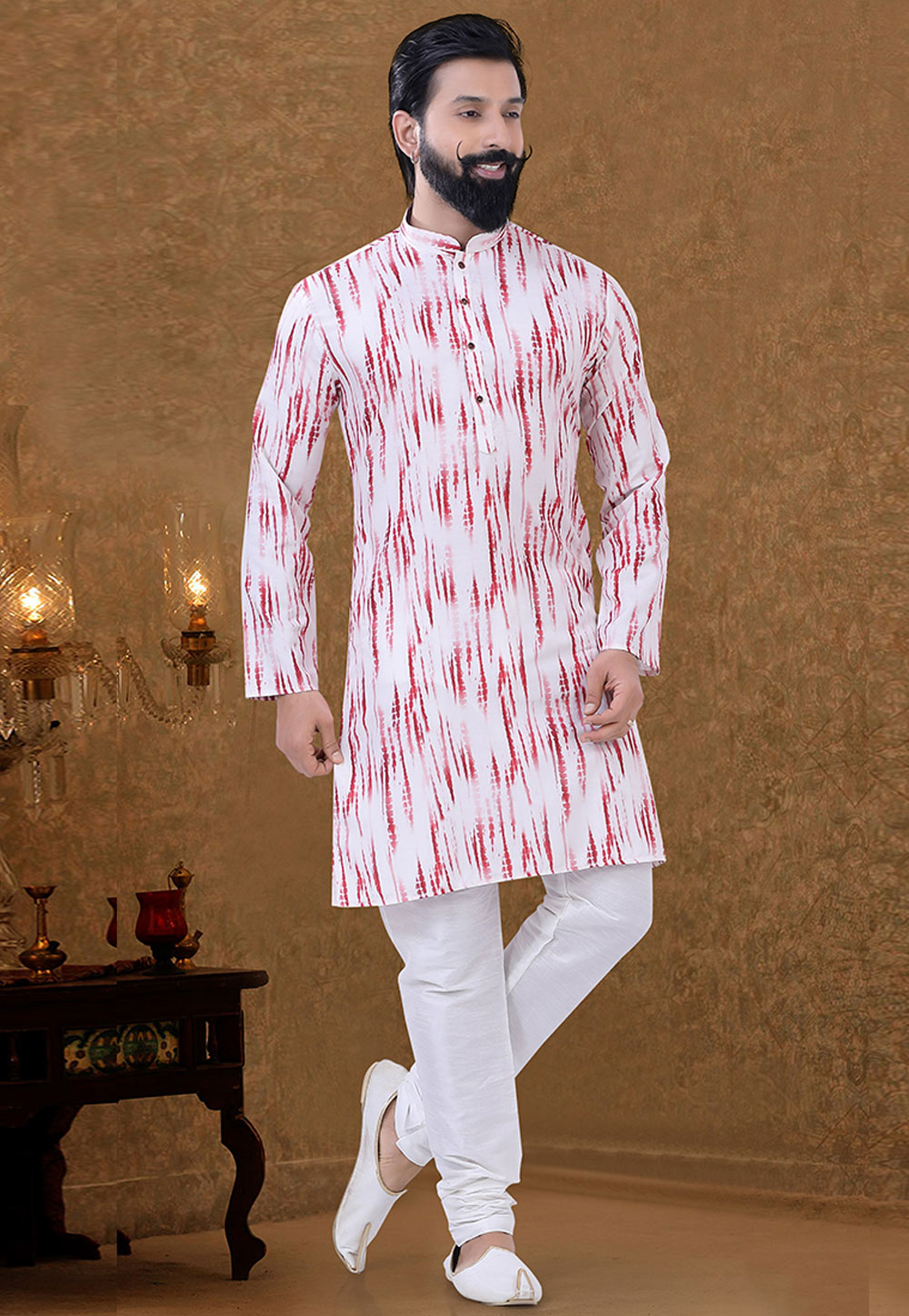 Off White Cotton Kurta Pajama 248995